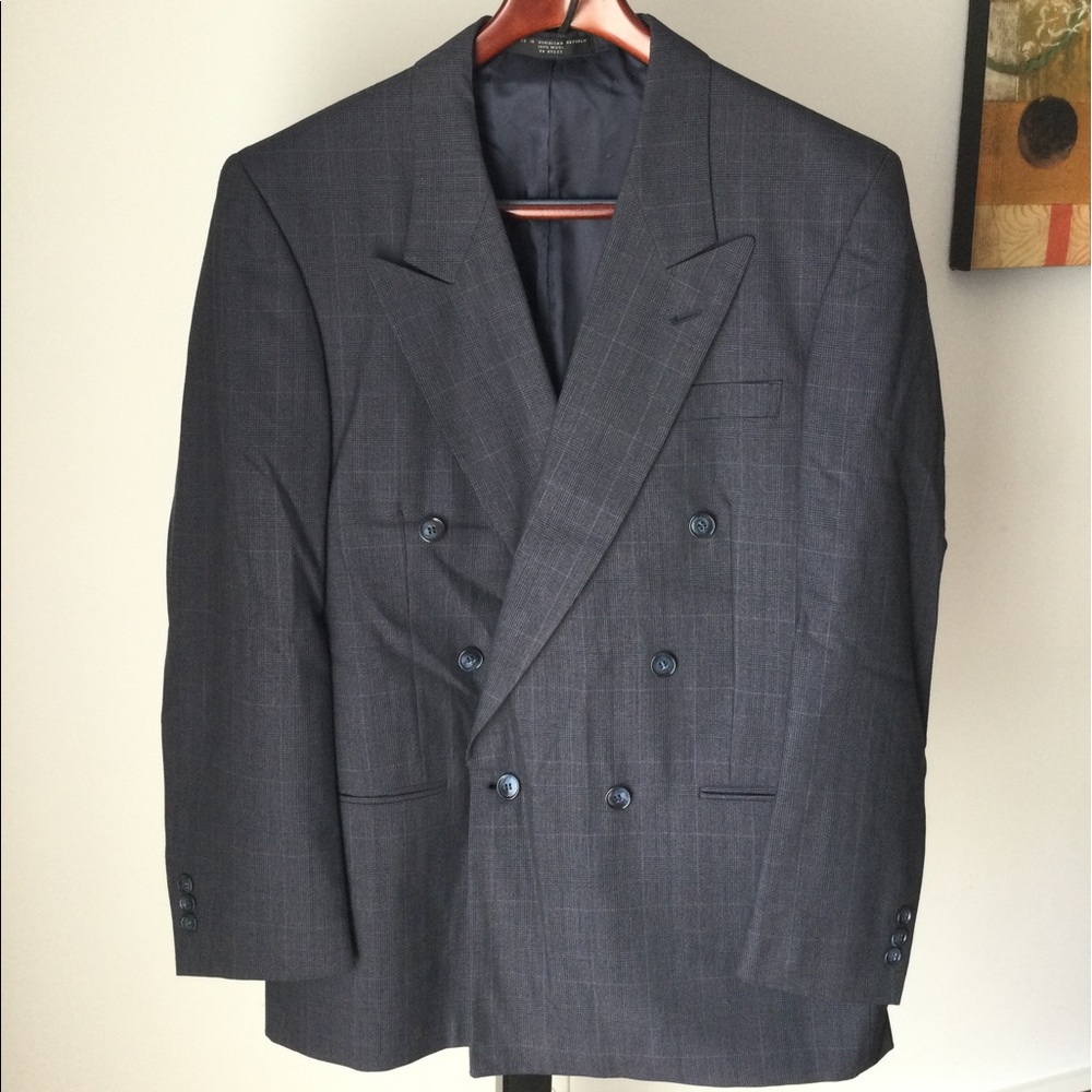 Jones New York double breasted blazer suit jacket size 42 gray